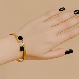 Haute Handles Gold-Plated Artificial Stones Studded Anti-Tarnish Enamelled Cuff Bracelet-picture-19