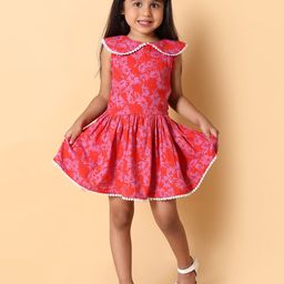 BEBE UNICORN Floral Print Peter Pan Collar Fit & Flare Dress-image-25