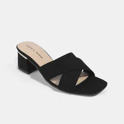 LEMON & PEPPER PU Block Heels Sandals with Buckles-11
