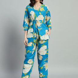 ROSEMELON Floral Printed V-Neck Top With Trouser-picture-57