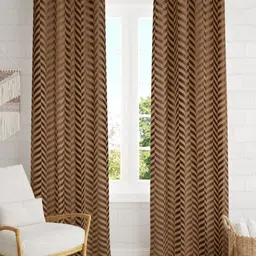 B' Decorlish Beige Set of 2 Geometric Room Darkening Window Curtain-image-91