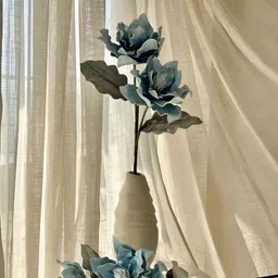 Mason Home Blue & White One Stem Dahlia Artificial Flower-15