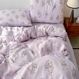 JC HOME Purple & Yellow 4 Pieces Printed Double Extra Large Bedding Set-image-59