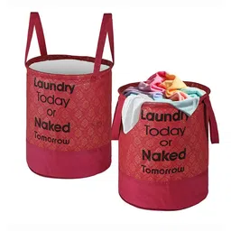Kuber Industries Maroon & Black 2 Pieces Printed Foldable Laundry Bags 45L Each-1