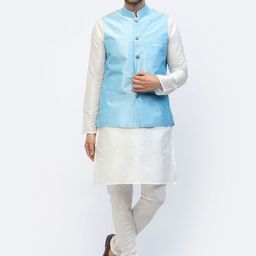 TS LIFESTYLE Men Regular Dupion Silk Kurta with Churidar-image-3