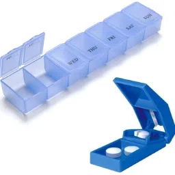 7 Days 7 Grid Organiser Box With Pill Splitter Tablets Pill Box-image-44