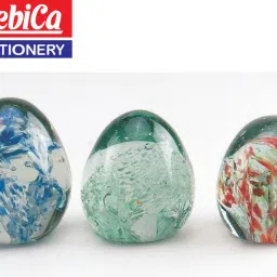 Glass Oval Paper Weight Size-2.5 Inch Random Design Crystal Paper Weights with Rough Surface-10