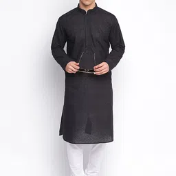 Sanwara Men Black Thread Work Kurta-picture-49