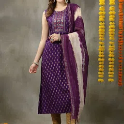 Stylum Ethnic Motifs Printed A-Line Kurta with Dupatta image 2