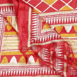 Dupatta Bazaar Red & Yellow Ethnic Motifs Printed Art Silk Dupatta image 2