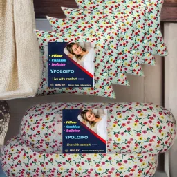 5 Cushion And 2 Microfibre Solid Bolster Pack of 7-image-78