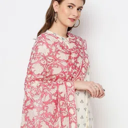 Dupatta Bazaar Pink & Cream-Coloured Printed Pure Cotton Block Print Dupatta image 4