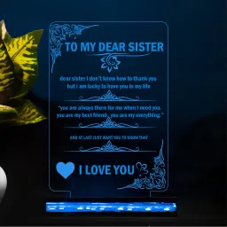 To My Dear Sister Quote Engraved Night Lamp Gift for Sister on Her Birthday Table Lamp-75