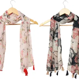 Printed Chiffon Women Multicolor Scarf, Stole, Fancy Scarf-image-94