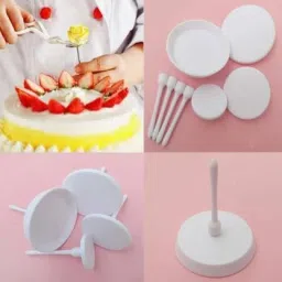 Cake Cupcake Stand Icing Cream Decorating Tool Cake Flower Needle Nail Baking Tools - White - 4 Pcs Plastic Cake Server-24