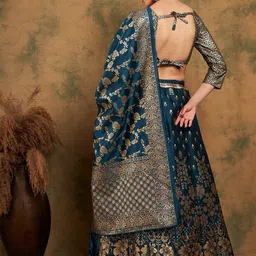 MANVAA Woven Design Semi-Stitched Lehenga & Unstitched Blouse With Dupatta image 4