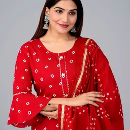 KALINI Bandhani Printed Gotta Patti Kurta with Sharara & Dupatta image 3