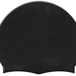 KIDS AND ADULT FREE SIZE High Quality Silicone Swimming BLACK Swimming Cap-image-11