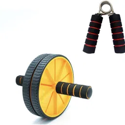 Combo Of Ab Wheel Roller With Foam Hand Gripper for Gym Equipment Fitness Accessory Kit Kit-30