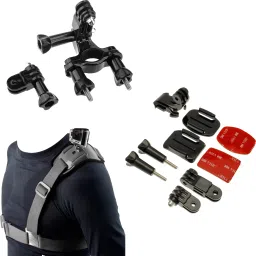 quikprof Helmet mountkit Bike mount+3 And Shoulder Strap For Gopro, YI, SJCAM Strap-23