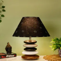 disoo fashions Black Handpainted Shade Multicolor Wooden Stone Handmade Antique Table Lamp-picture-21