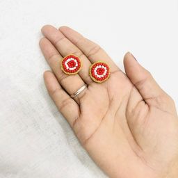 PALASH Artificial Beaded Circular Shaped Studs image 2