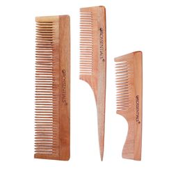 OROSSENTIALS Set Of 3 Neem Wooden Comb - Brown-23