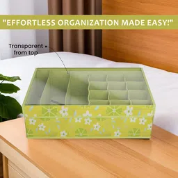 Kuber Industries Green 2 Pcs Printed Reusable Drawer Organisers With Transparent Lid image 3