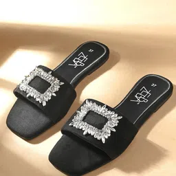 Zebba Women Embellished Open Toe Flats-image-65