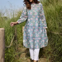 JAIPURRANG Floral Printed Chanderi Silk Kurta-picture-43