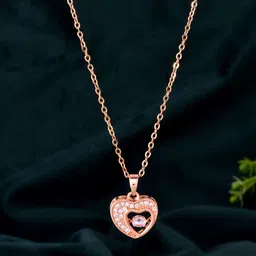 PASU FASHION Rose Gold-Plated Heart Shaped Pendants With Chains-1