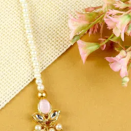 Asthetika Kids Girls Gold-Plated Kundan Studded Maang Tikka-picture-4