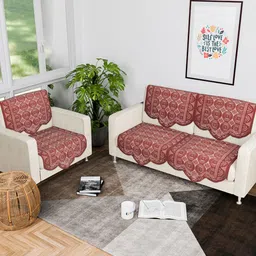 Kuber Industries Maroon 6 Pieces Self Design Cotton 3 Seater Sofa Covers-image-19