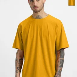 GLOWBERRY Men Pack of 2 Solid Round Neck Cotton Oversized T-shirts-picture-18