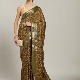 Meena Bazaar Floral Printed Zari Saree-image-76