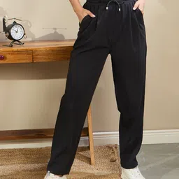 SASSAFRAS BASICS Women Tapered Fit Pleated Joggers Trousers-image-91