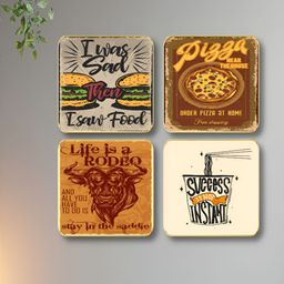 Livin'luxe Beige & Yellow 4 Pieces Food & Motivation Quote Wall Arts-picture-47