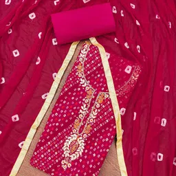 KALINI Bandhani Printed Beads & Stones Unstitched Dress Material-image-48