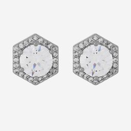 Kushal's Fashion Jewellery Rhodium-Plated Geometric Shaped Studs Earrings-picture-29