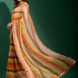 Mitera Leheriya Sequinned Poly Chiffon Saree image 2