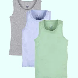 KiddoPanti Boys Pack Of 3Basic Innerwear Vest SS25BVT005-Ice Blue /G Melange /Lt Green-image-77