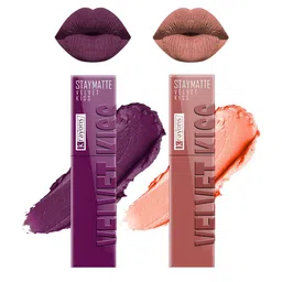krayons Set Of 2 Velvet Kiss Liquid Lipstick - 3.5 ml Each - Burgundy 03 - Sheer Nude 05-8