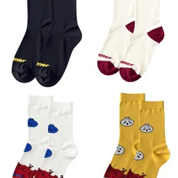 bummer Unisex Pack Of 4 Patterned Calf-Length Quarter Socks-picture-12