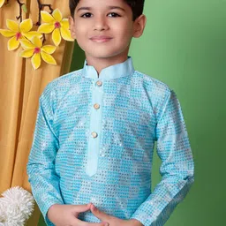 Cae Boys Embroidered Regular Sequinned Dupion Silk Kurta with Pyjamas image 5