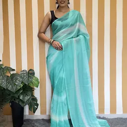 HERE&NOW Leheriya Pure Chiffon Ready to Wear Jamdani Saree-image-61