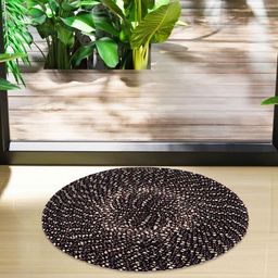 Aura Brown Striped Anti-Skid Round Doormats-image-61