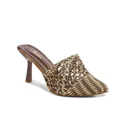 Padchin Women Metallic Stiletto Heel Mules-image-85