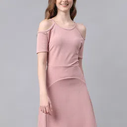 VANGULL Women Cold-Shoulder Net A-Line Dress-picture-47