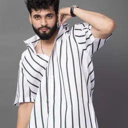 BROWN BROTHERS Unisex Relaxed Opaque Striped Casual Shirt-image-90