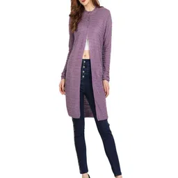 CLAPTON Self Design Woollen Open Front Longline Shrug image 4